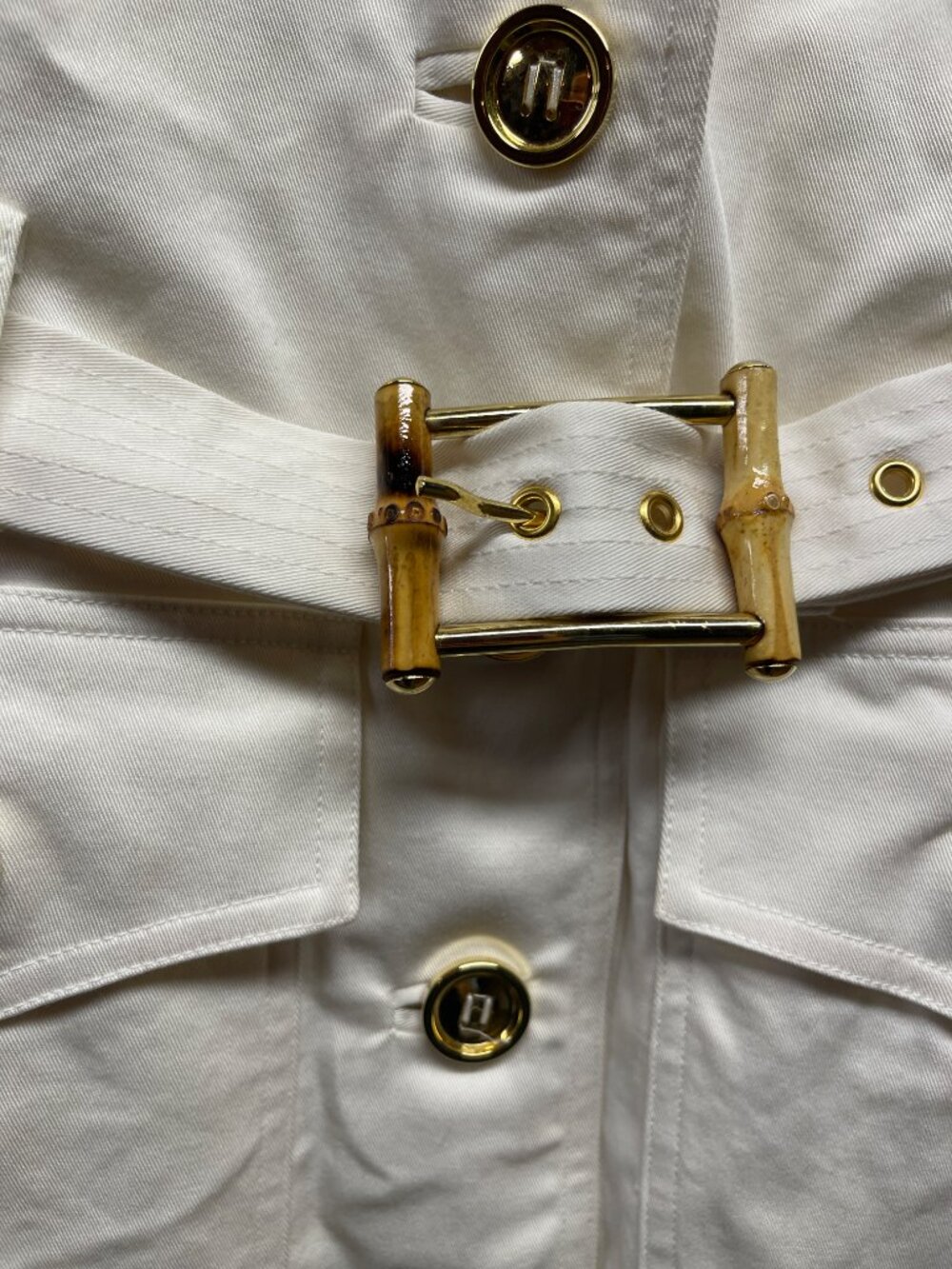 Milly of New York Silk-Lined White Cotton Sateen Bamboo Belted Trench Coat 6 - Picture 4 of 12